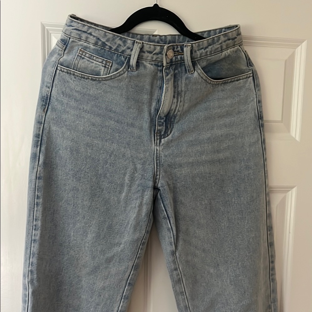 SHEIN Blue High Rise Jeans with Slim-Straight Leg